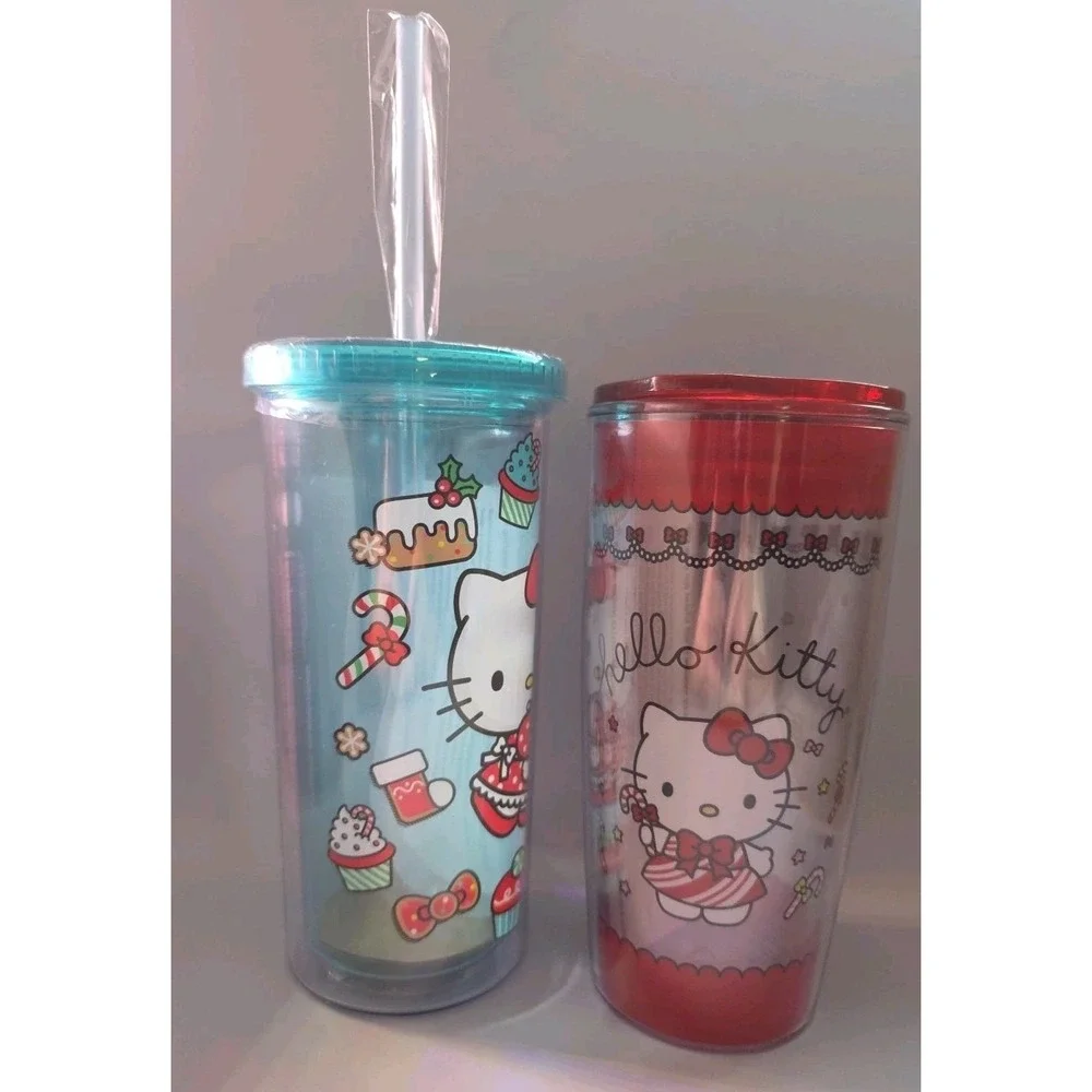 Hello Kitty Gingerbread And‎ Christmas Cookie Tumbler Set Of 2 New